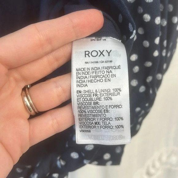 Roxy Vacation Vibe Kimono/Cover Up navy blue white polka dot size M - Picture 5 of 8